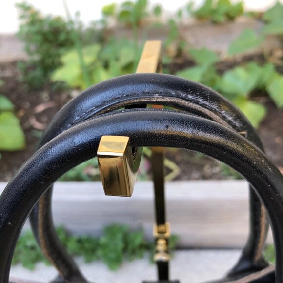 Vintage FRANCHI Square Midcentury Purse Black Leather Buckle Shoulder Hand Bag - Picture 2 of 10